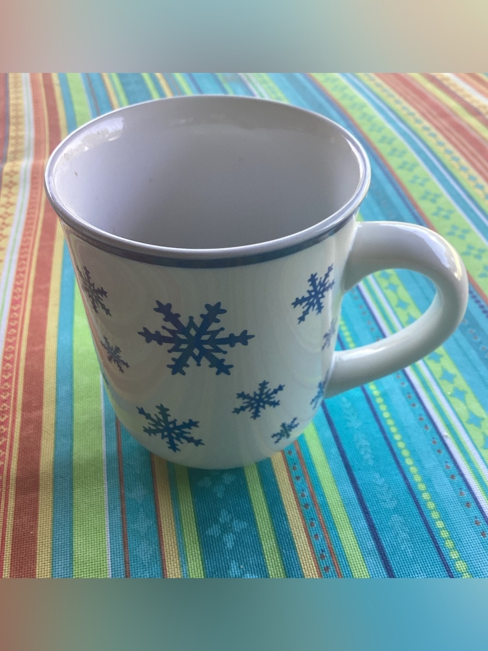 Frosty Friends Mugs - set of 4 - white with cobalt blue snowflakes